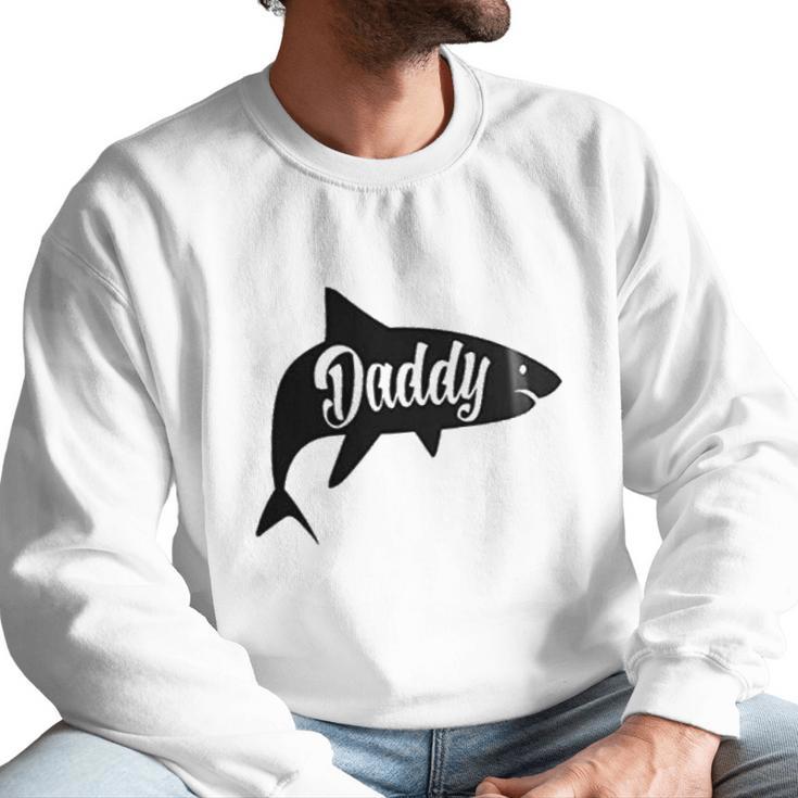 Daddy Shark In Black Dad Birthday Gifts Men Sweatshirt