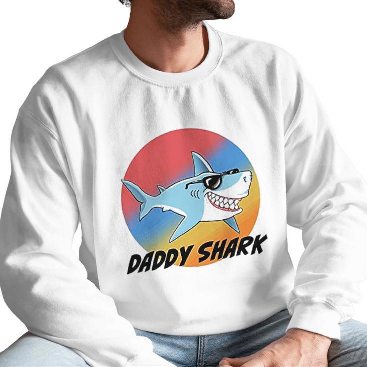 Daddy Shark With Sunglasses And Vintage Sunset Men Sweatshirt