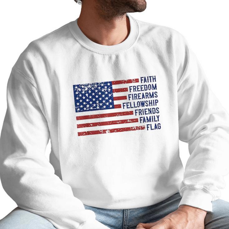 Faith Freedom Firearms Fellowship Friends Family Flag Men Sweatshirt