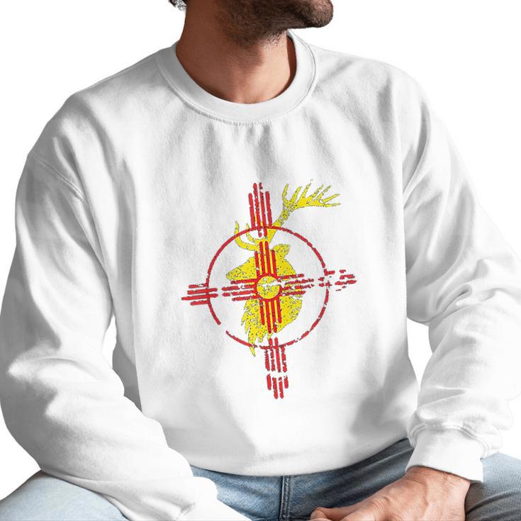 New Mexico State Flag Elk Hunting Zia Symbol Design Men Sweatshirt