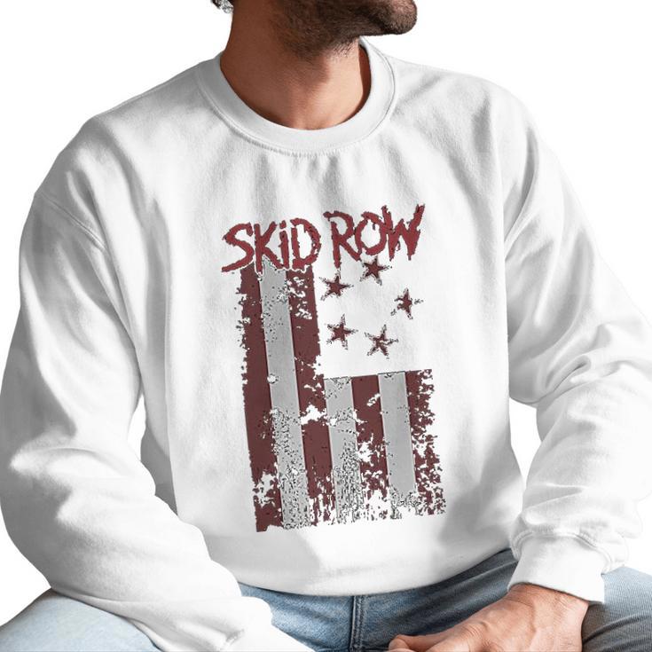 Skid Row Distressed Print Flag Men Sweatshirt