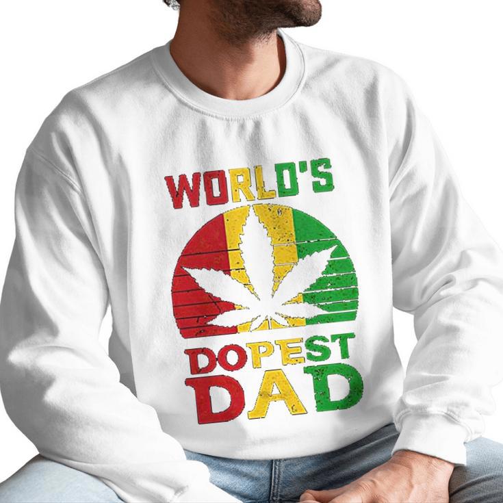 Weed Worlds Dopest Dad Funny Leaf Cool Vintage Men Sweatshirt