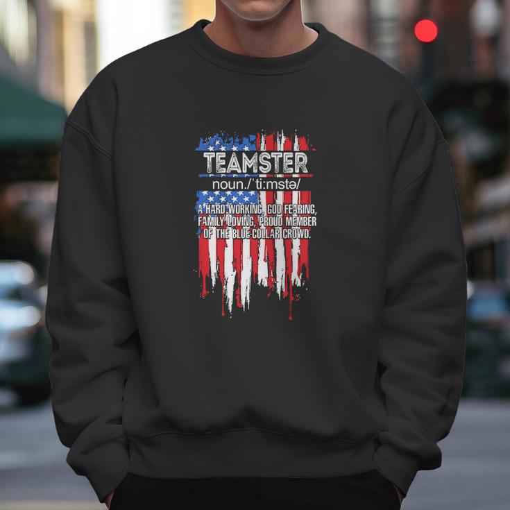 American Flag Teamster Definition Funny Fathers Day Graphic Design Printed Casual Daily Basic Men Sweatshirt