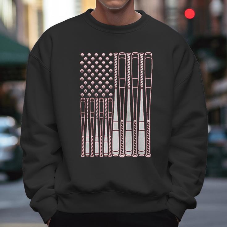 Baseballs And Bats American Flag Youth Men Sweatshirt