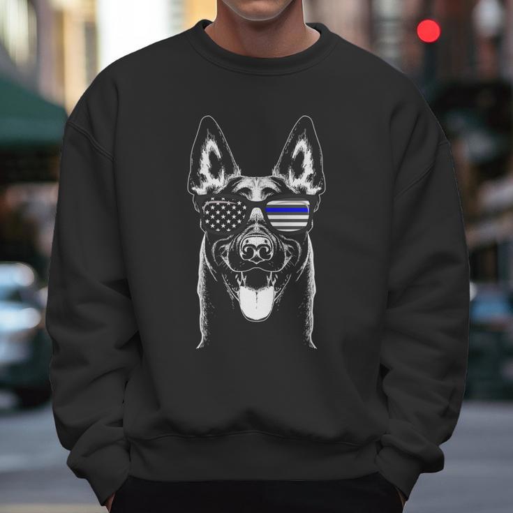 Belgian Malinois K9 Unit Thin Blue Line Flag Police Gift Cute Gift Men Sweatshirt