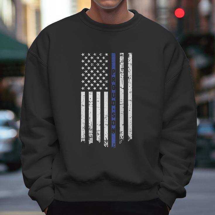 Big Boys Proud Son Thin Blue Line Flag Youth Men Sweatshirt