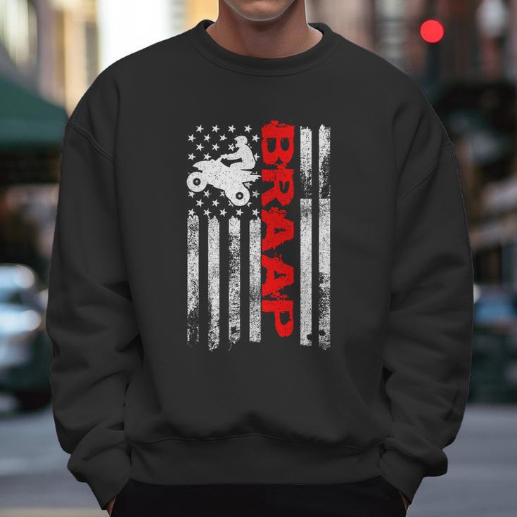 Braap Vintage Usa American Flag Quad Bike Atv Gift Funny Gift Graphic Design Printed Casual Daily Basic Men Sweatshirt