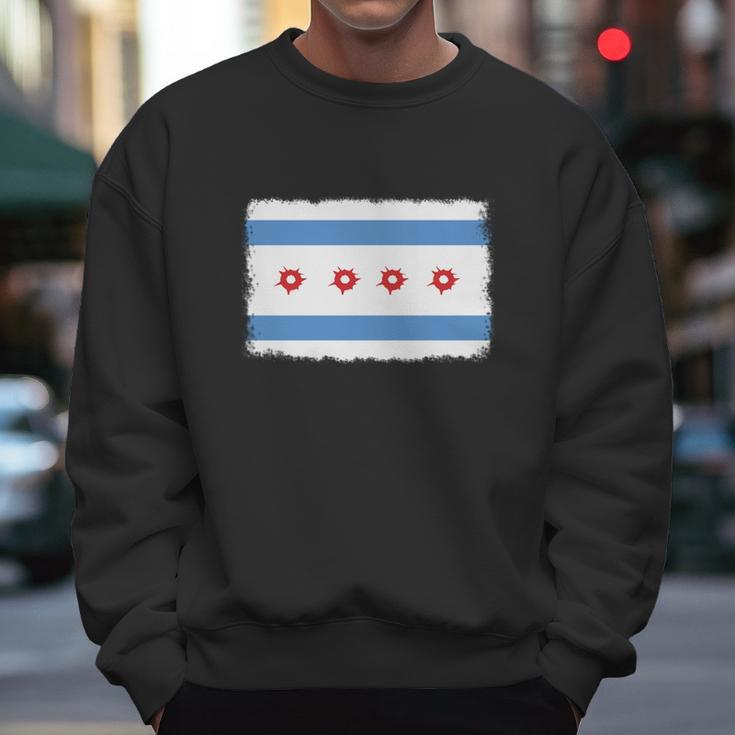 Bullet Hole Chicago Flag T-Shirts Men Sweatshirt