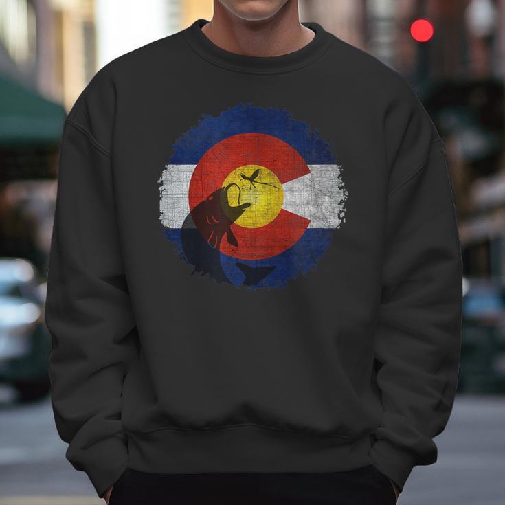 Colorado Flag With Fly Fishing Design Men Sweatshirt