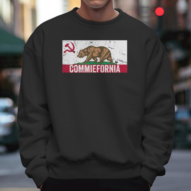 Commiefornia Funny Anti Marxist Communist California Flag Men Sweatshirt