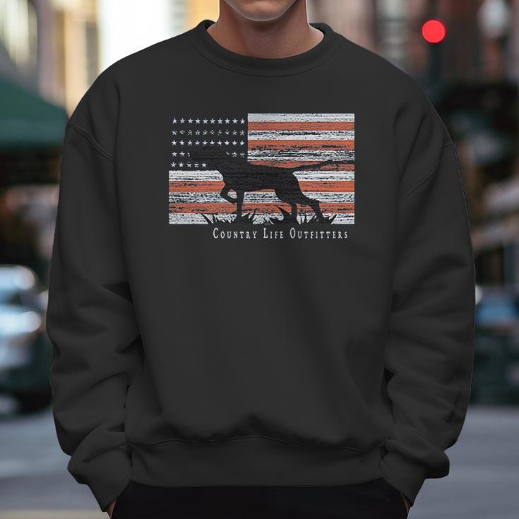 Country Life Outfitters Pointer Dog American Flag Men Sweatshirt