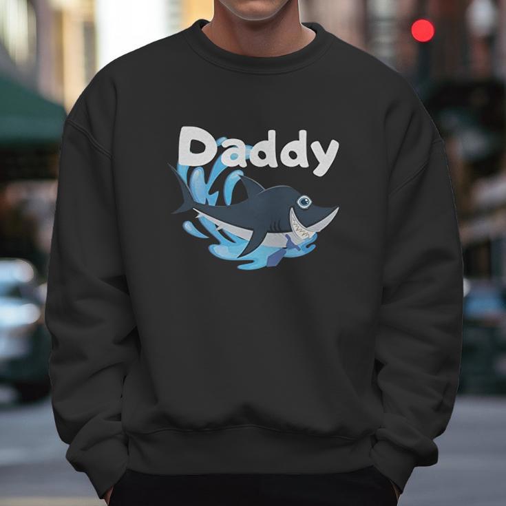 Daddy Shark Cartoon Gift Dad Birthday Gifts Men Sweatshirt