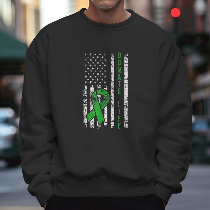 Distressed Donate Life Usa Flag Organ Kidney Donor Ribbon Men Sweatshirt