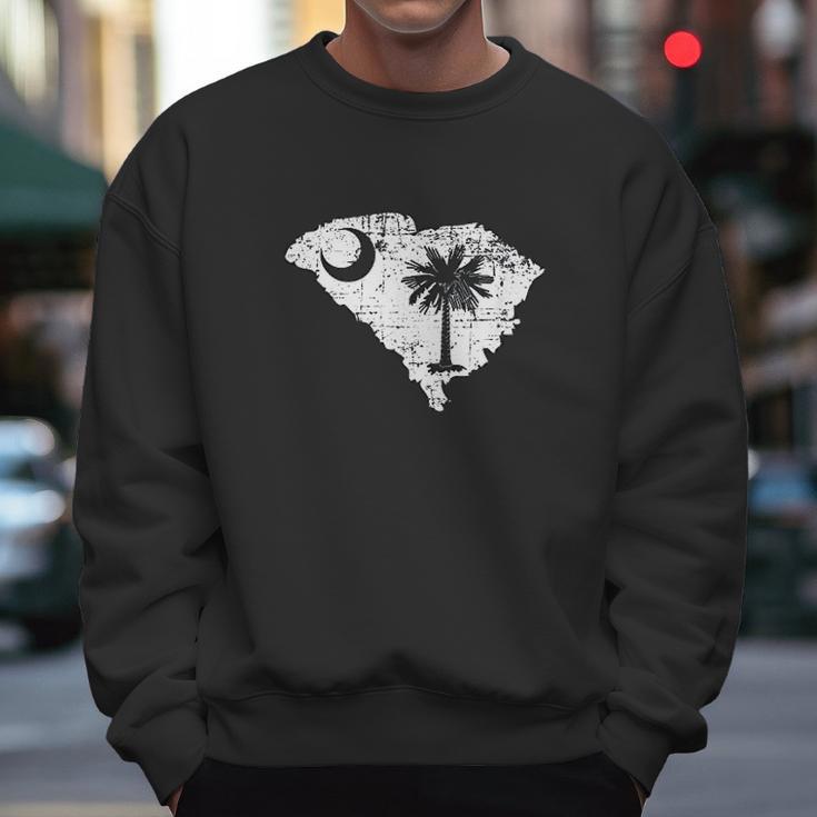 Distressed White South Carolina State Flag Outline Men Sweatshirt