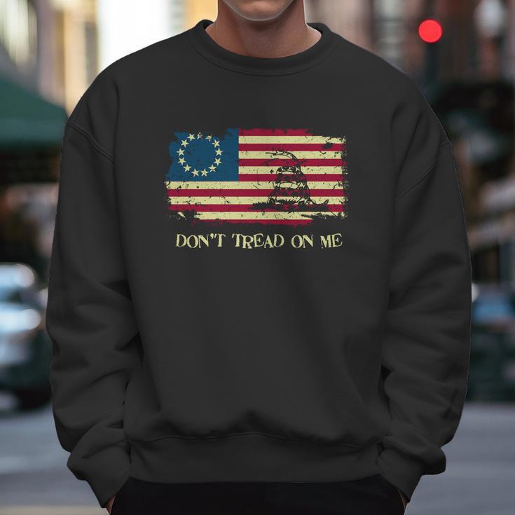 Dont Tread On Me Vintage Usa American Flag Distressed Men Sweatshirt