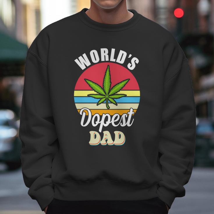 Funny Worlds Dopest Dad Funny Marijuana Retro Men Sweatshirt