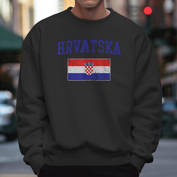 Hrvatska Croatia Flag Croatian Retro Fade Men Sweatshirt