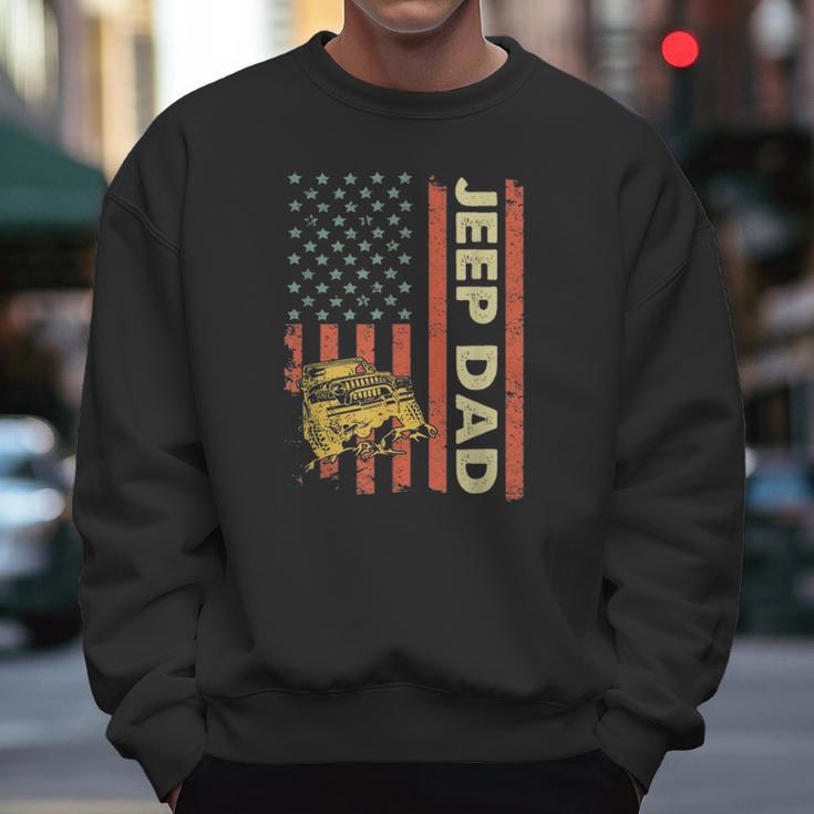 Jeep Dad American Flag Fars Day 4Th Of July Men Sweatshirt