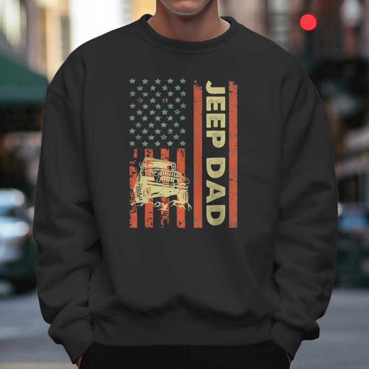 Jeep Dad Patriotic American Flag Fathers Day 4Th Of July Men Sweatshirt