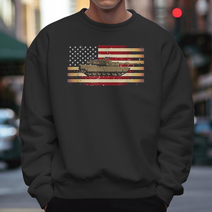 M1 Tank And American Flag Veterans Men Sweatshirt