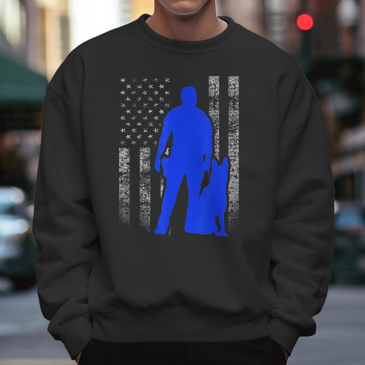 Male K9 Officer Blue Line Flag For K9 Handlers Men Sweatshirt