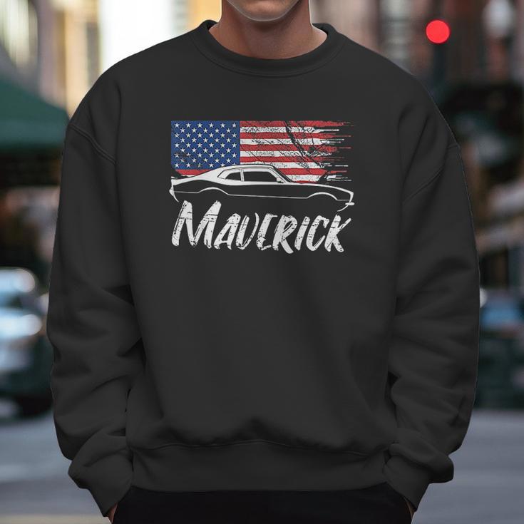 Maverick 302 Vintage American Flag Usa Muscle Car Men Sweatshirt