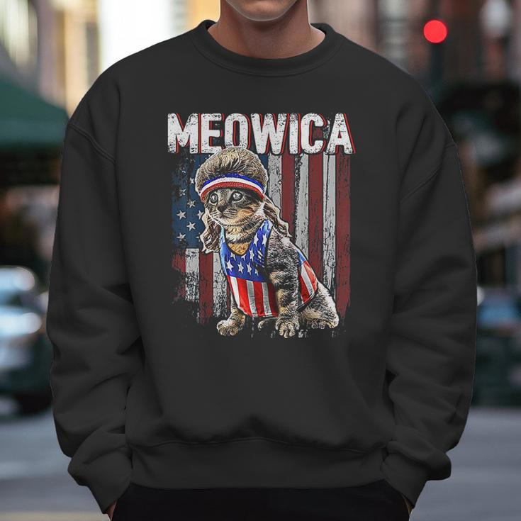 Meowica Cat Mullet American Flag Men Sweatshirt