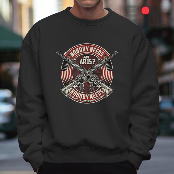 Nobody Needs An Ar15 Veteran Graphic Design Printed Casual Daily Basic Men Sweatshirt