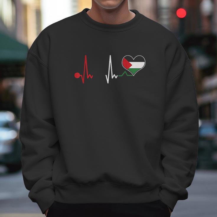 Palestine Flag Proud Palestinian Heartbeat Men Sweatshirt