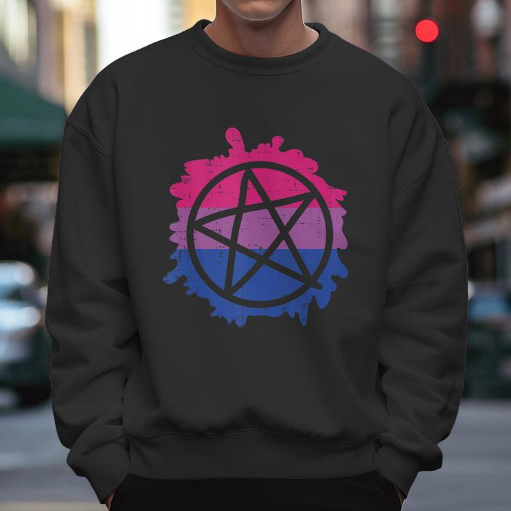 Pentagram Satanic Goth Lgbtq Bisexual Flag Gay Pride Ally Bi Men Sweatshirt