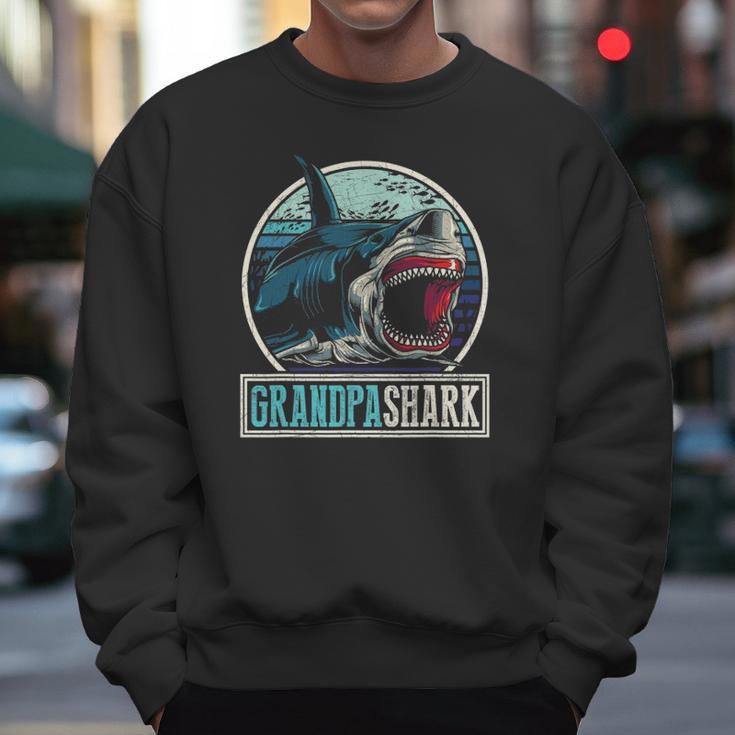 Retro Animal Grandfather Fathers Day Gift Grandpa Shark Men Sweatshirt