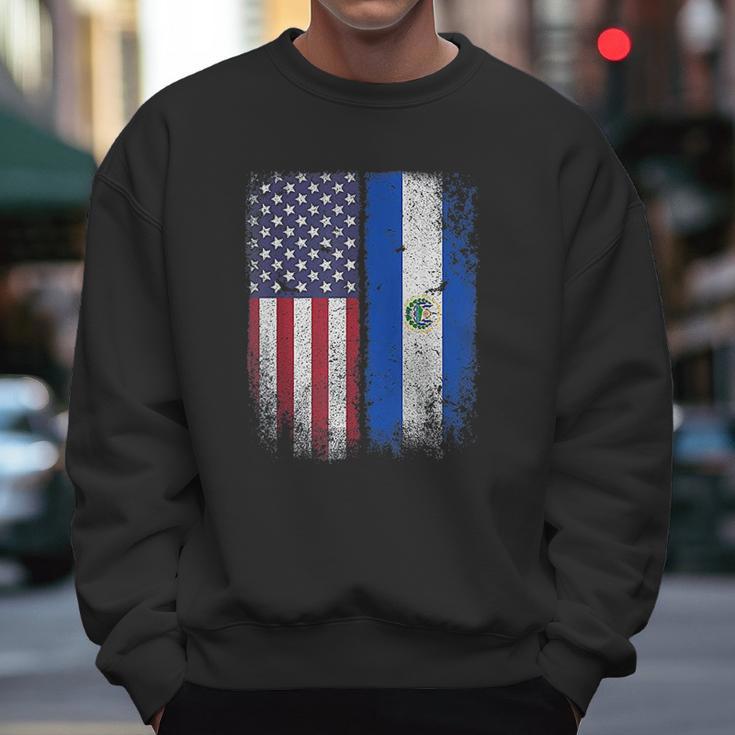 Salvadoran American Flag El Salvador Salvadorean Salvadorian Men Sweatshirt