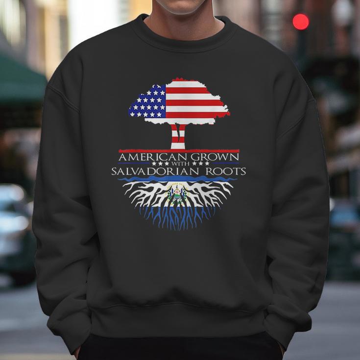 Salvadorian Roots American Grown Us El Salvador Flag Men Sweatshirt