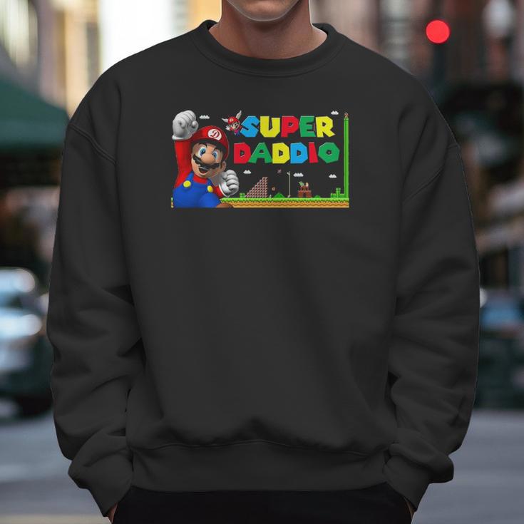 Mens Super-Daddio Funny Dad Daddy Tee Father Video Game Lovers Men Sweatshirt