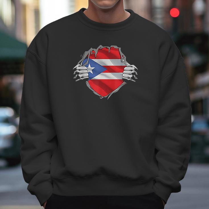 Super Puerto Rican Heritage Puerto Rico Roots Flag Gift Men Sweatshirt