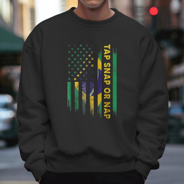 Tap Snap Or Nap Jiu Jitsu Bjj Brazil Us Flag Men Sweatshirt