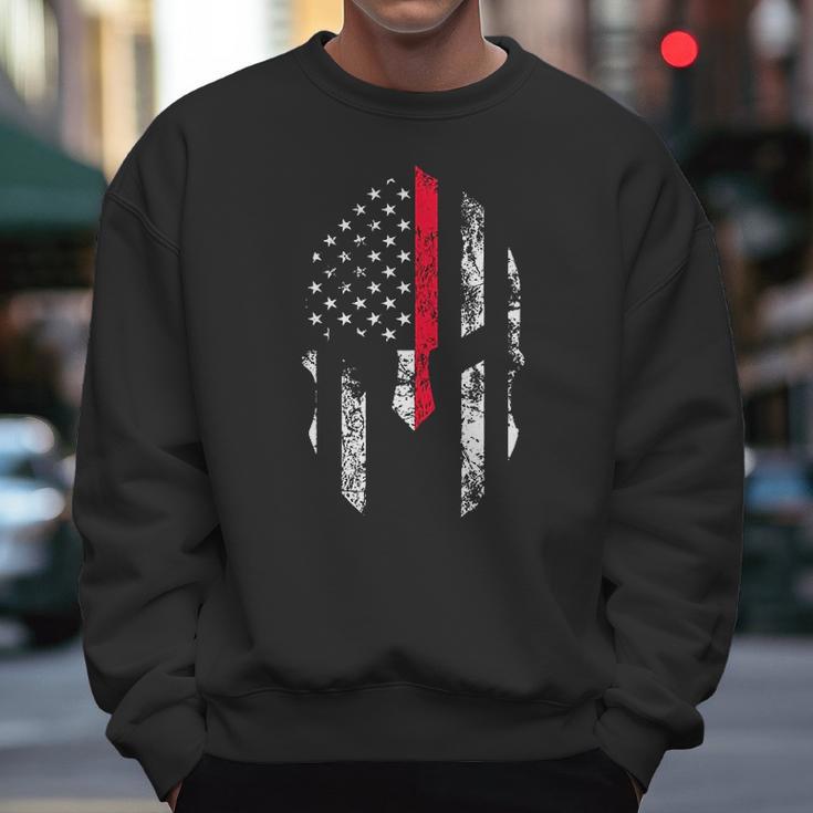 Thin Red Line Spartan Usa Flag Men Sweatshirt