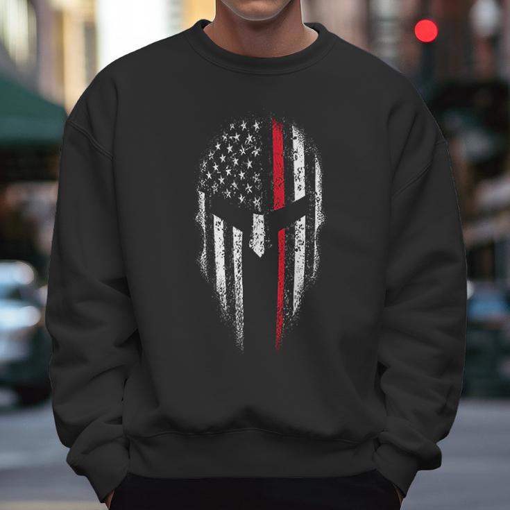 Thin Red Line Usa Flag Firefighter Spartan Men Sweatshirt