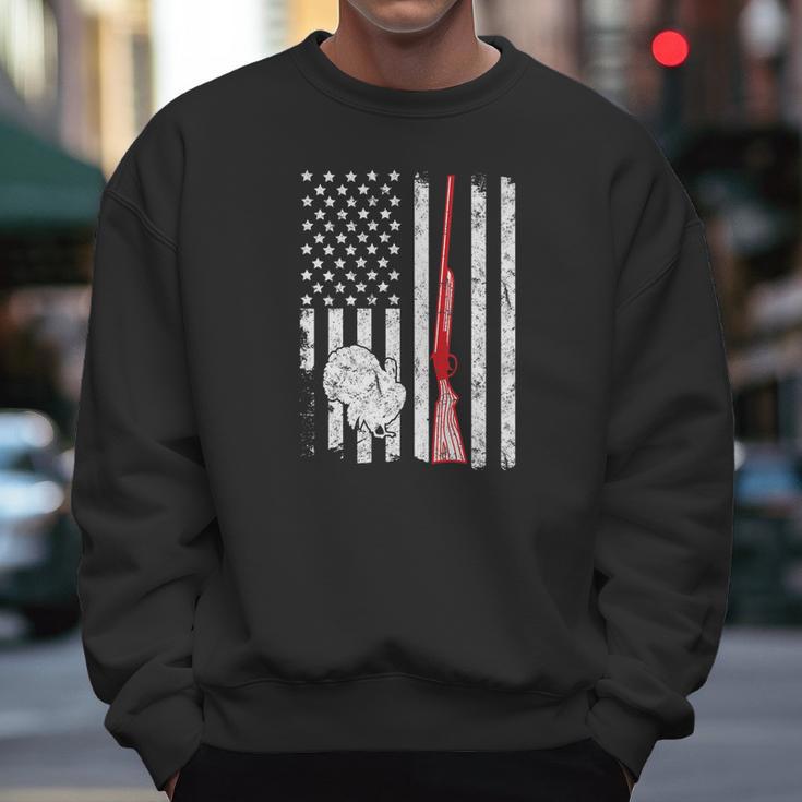 Turkey Hunting American Flag Rifle Weathered Men Sweatshirt