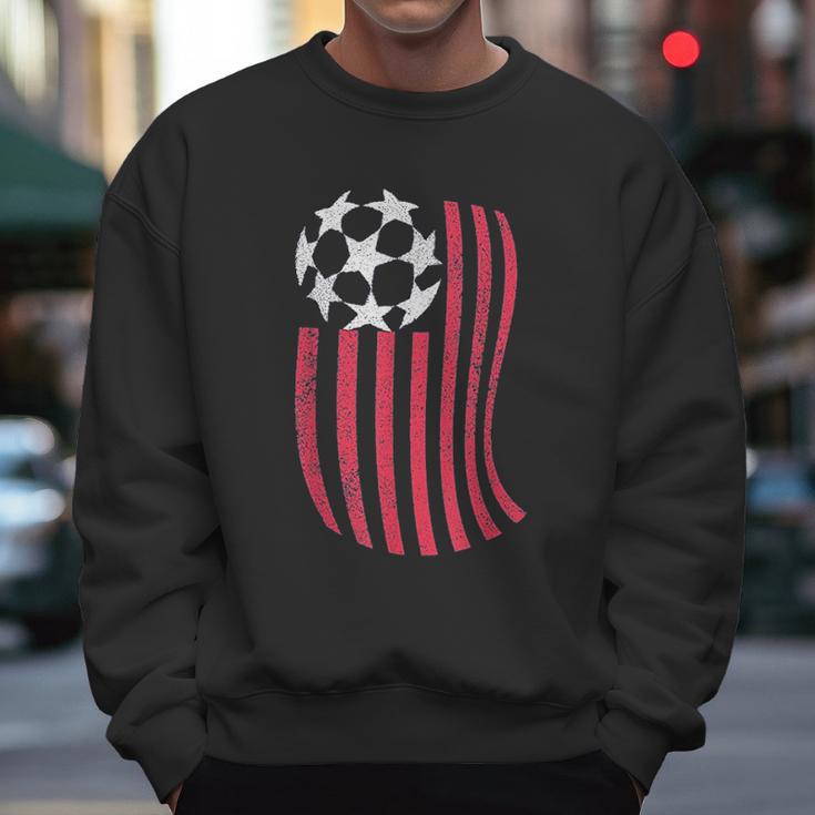 Usa National Flag With Soccer Ball Distressed Gift Men Sweatshirt