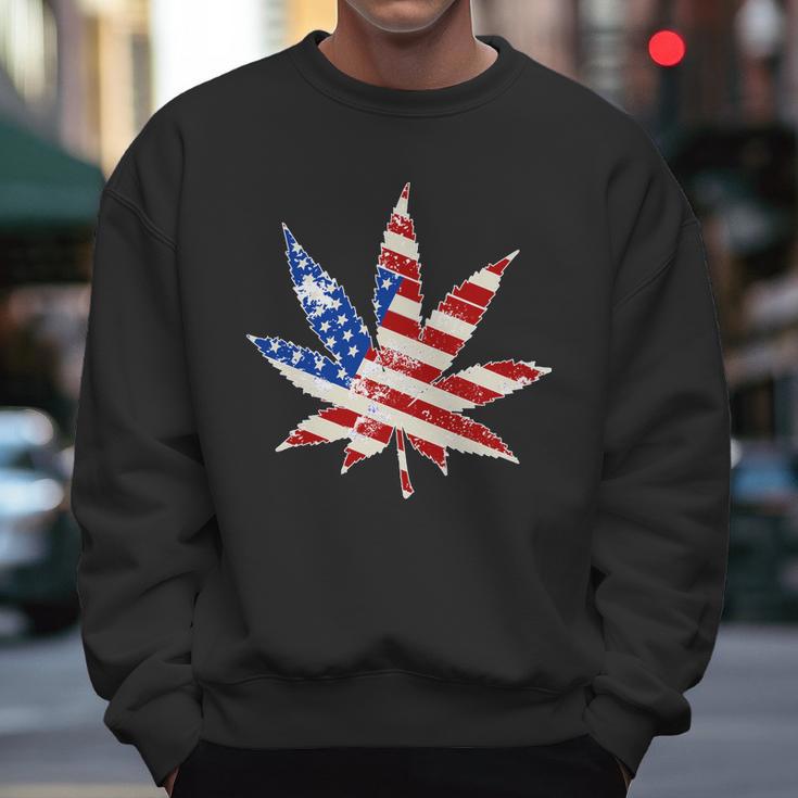 Vintage Weed American Flag 420 Men Sweatshirt