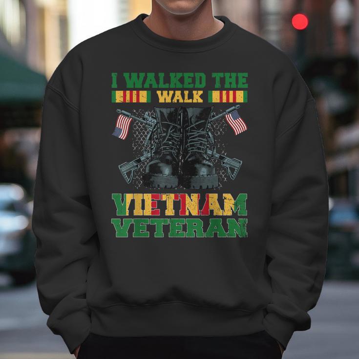 I Walked The Walk Vietnam Veteran American Flag Veterans Day Men Sweatshirt