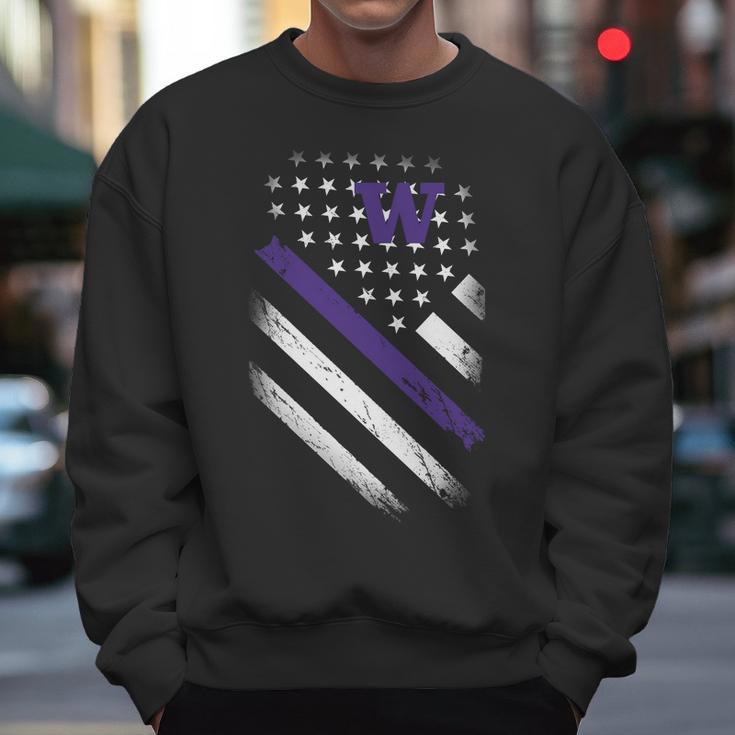 Washington Huskies American Flag Men Sweatshirt