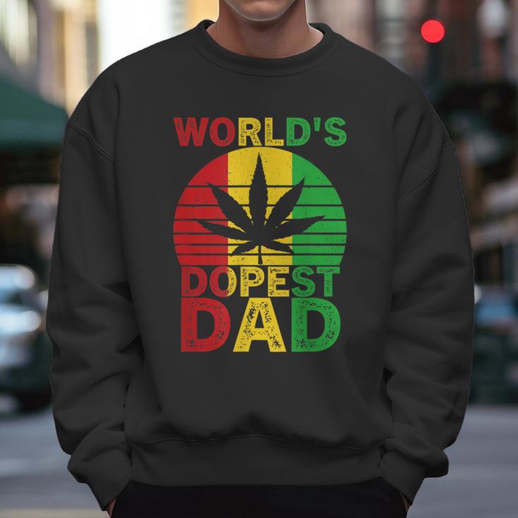 Worlds Dopest Dad Vintage Weed Leaf Cannabis Marijuana Men Sweatshirt