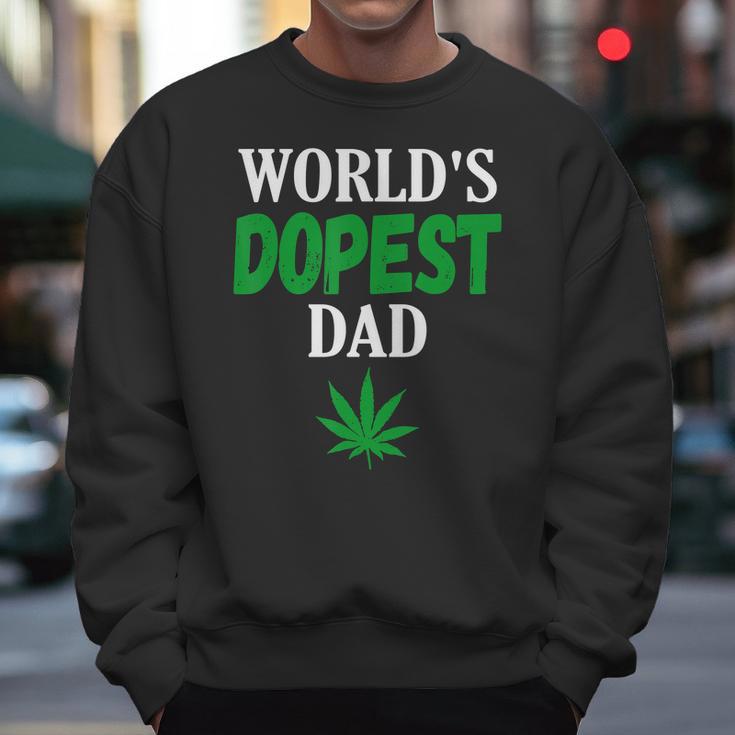 Worlds Dopest Dad Weed Marijuana Cannabis Funny Leaf T-Shirt Men Sweatshirt