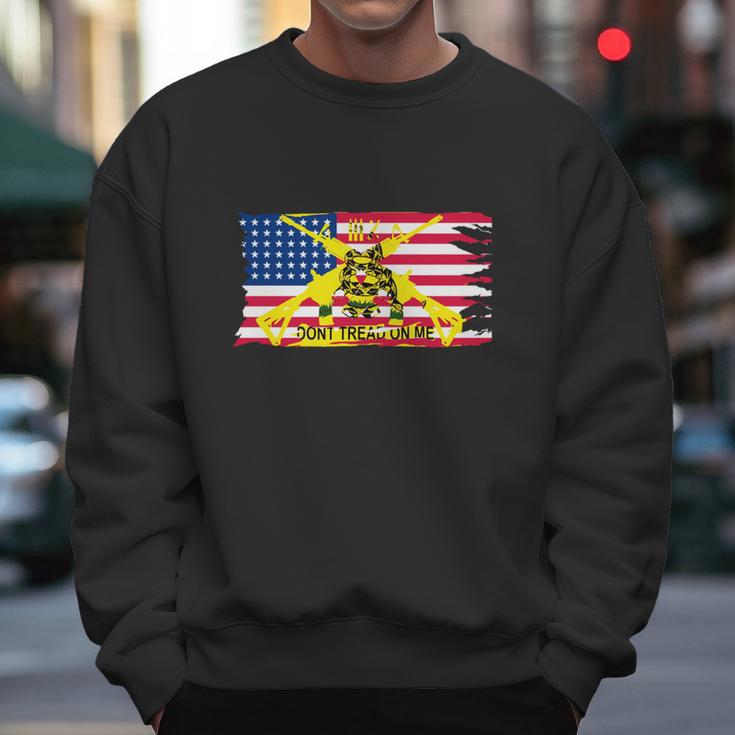 Mens Worn American Flag With Dont Tread On Me Ga Men Sweatshirt