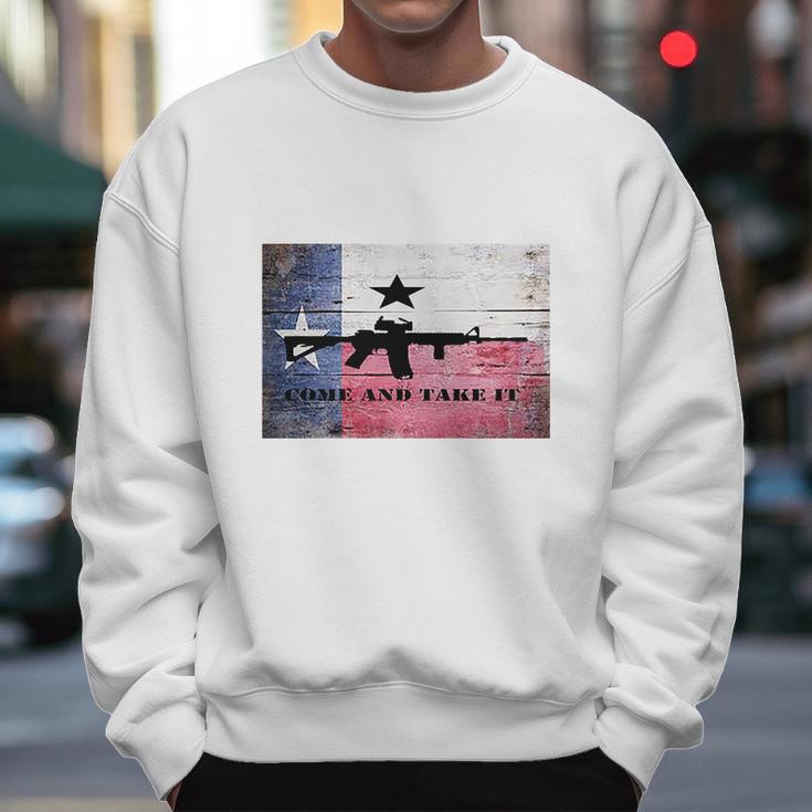 Come And Take It Ar 15 Rifle Texas Flag Men Sweatshirt