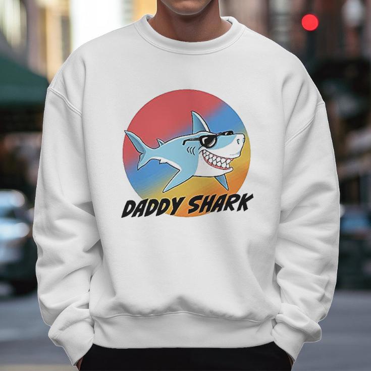 Daddy Shark With Sunglasses And Vintage Sunset Men Sweatshirt