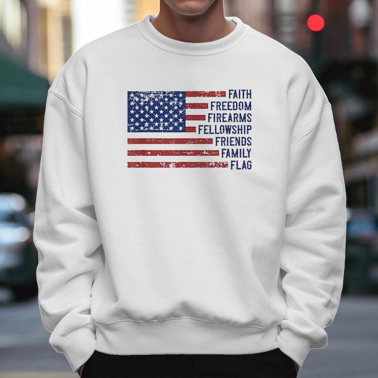 Faith Freedom Firearms Fellowship Friends Family Flag Men Sweatshirt