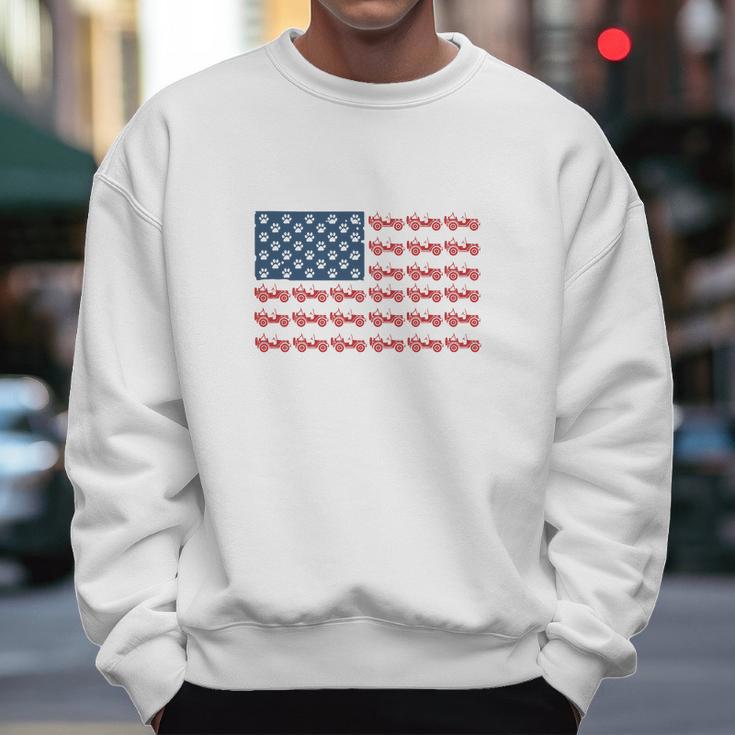 Jeeps And Paw Dog American Flag 4Th Of July Independence Day H Men Sweatshirt